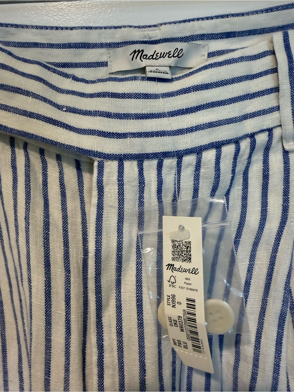 Madewell The Harlow Linen Blue & White Tank & Wide Leg Pants - Picture 6 of 10